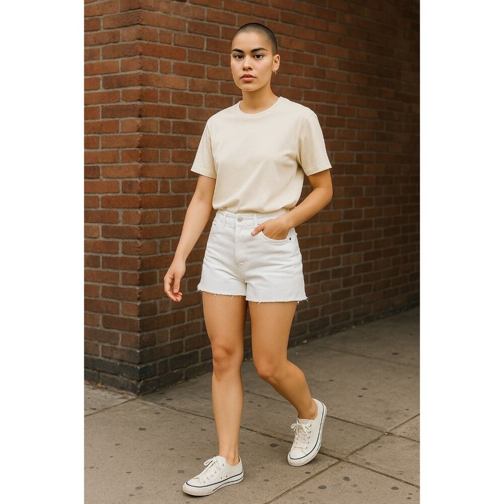 PAIGE Women Harlow Crisp White Shorts 26